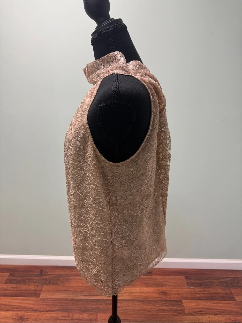 J. Crew Metallic Gold Lace Halter Shell